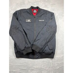 Lurking Class Team Bomber Jacket Men XL Black Spiderweb Skull Streetwear Punk